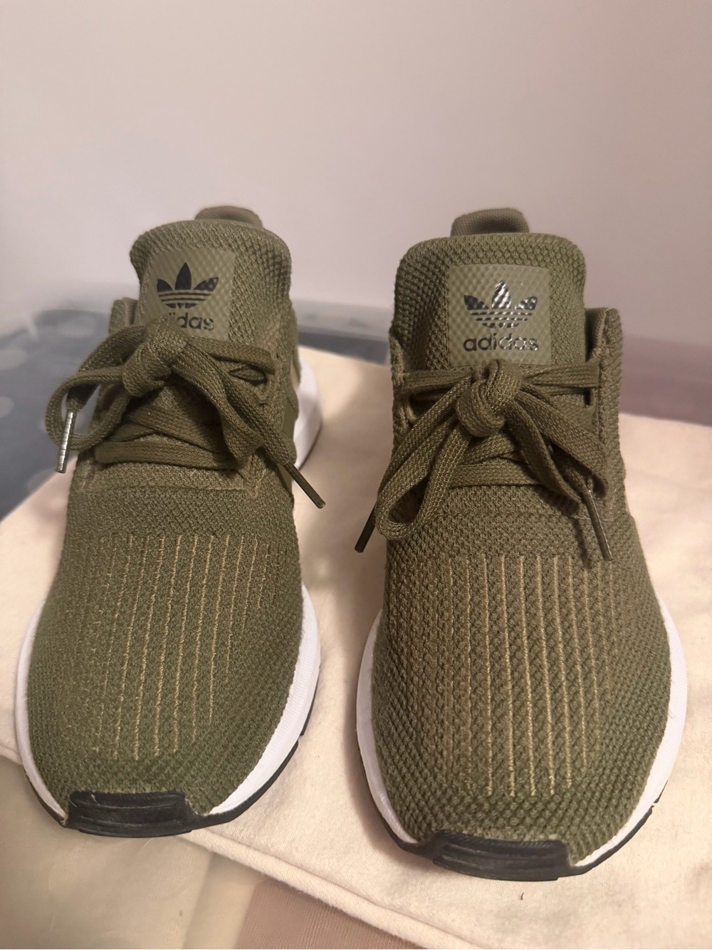 adidas Olive Green Knit Runner with White Midsole